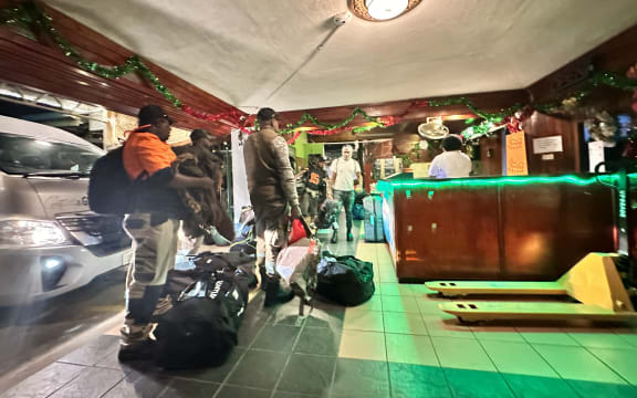 Vanuatu seasonal workers check into a hotel in Nadi to await the resumption of commercial airline services to Port Vila. December 2024