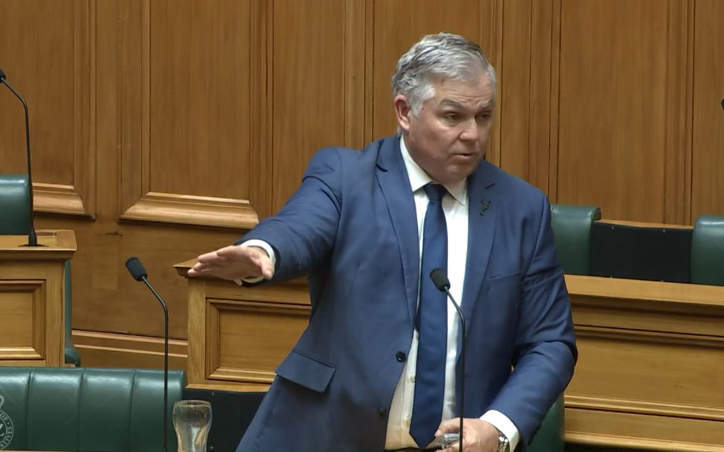 Minister of Police and Corrections Mark Mitchell called for further points of order over Hana-Rawhiti Maipi-Clarke laptop's display of stickers in the House on 24 July, 2024.