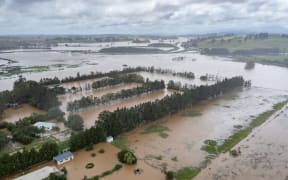 Kaipara's Kaihu River, north of Dargaville, flooded during Cyclone Gabrielle.