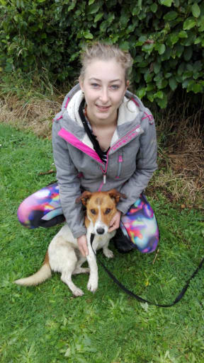 Jacko the dog with his owner Willow Leigh.