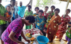 People in the Yasawa islands learn new food processing skills like flour making using local staples and fruit drying