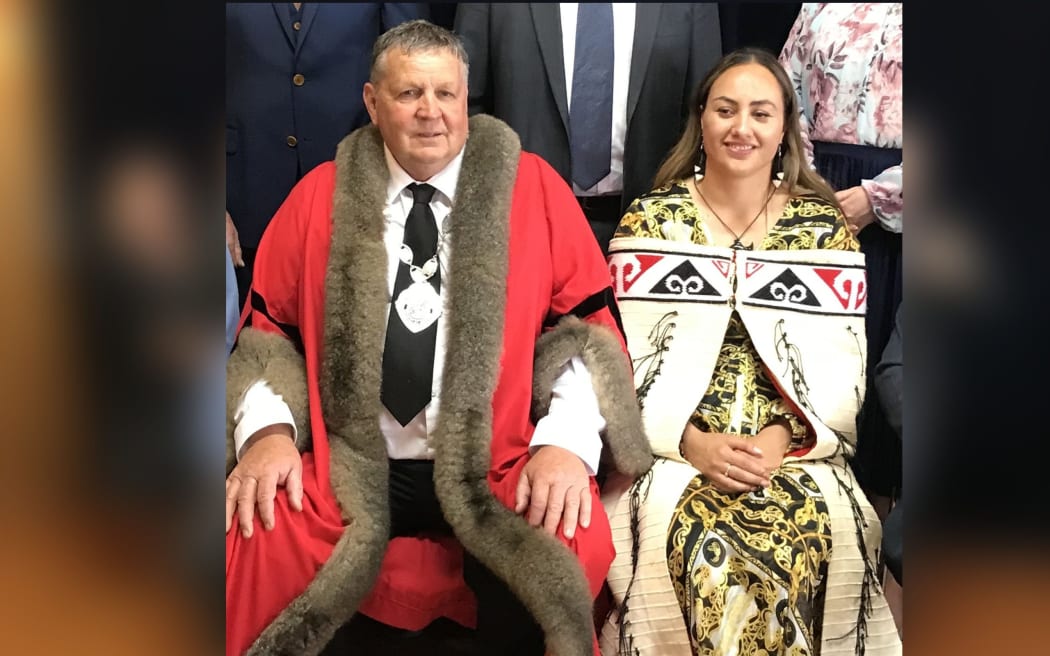 Kaipara Mayor Craig Jepson and Te Moananui o Kaipara Māori Ward's Pera Paniora.