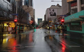Only rubbish trucks and buses can be seen on Queen Street in Auckland's CBD.