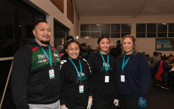 Soup kitchen helpers - Sue and Pati Isaia want their daughters Paige (14) and Ember (12) to growing up serving with a 'joyful heart'