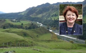 Site of proposed Ruataniwha Dam and Conservation Minister Maggie Barry.