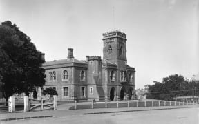 Showing the front view of the Supreme Court, looking north east towards Anzac Avenue, in 1921.