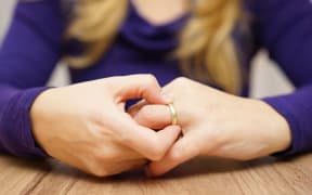 woman is taking off the wedding ring