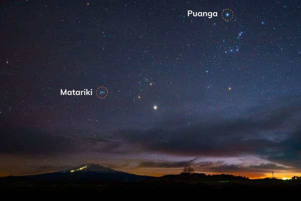 Puanga and Matariki pictured above Ruapehu.