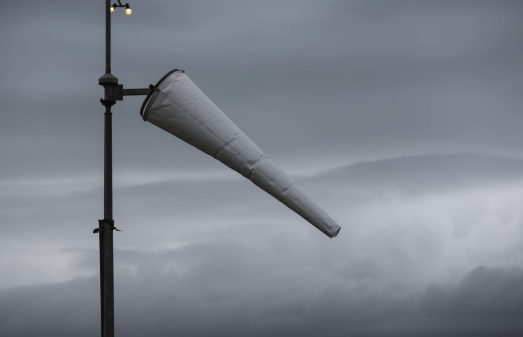 West Coast storm. Wind cone showing signs of wind picking up in the area.