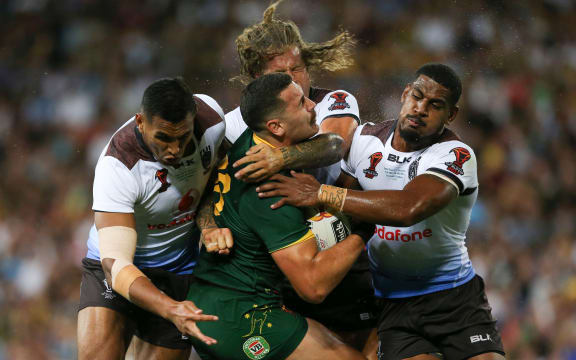 Fiji put a bit hit on former Bati international Reagan Campbell-Gillard during the 2017 World Cup semi final.