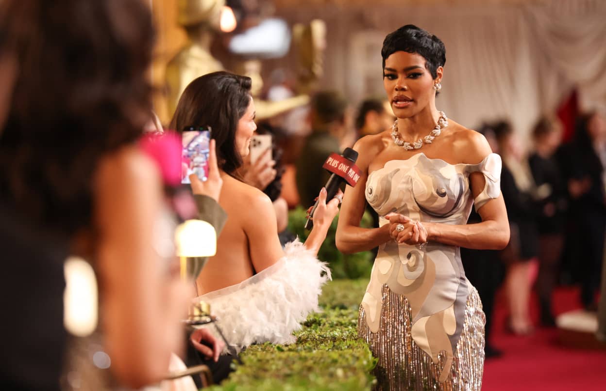 US actress and singer Teyana Taylor attends the 32nd Annual Actor Awards at the Shrine Auditorium in Los Angeles on March 1, 2026. (Photo by VALERIE MACON / AFP)