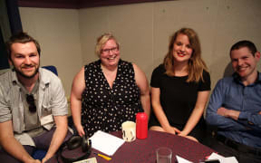 A photo of Judah Finnigan, Megan Whelan, Elle Hunt, Craig McCulloch in the studio