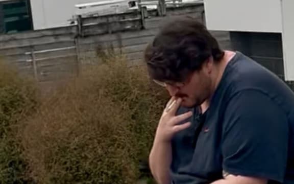 Matthew Knox, 25, outside Hamilton District Court after being sentenced on five drug charges on 18 March 2026.