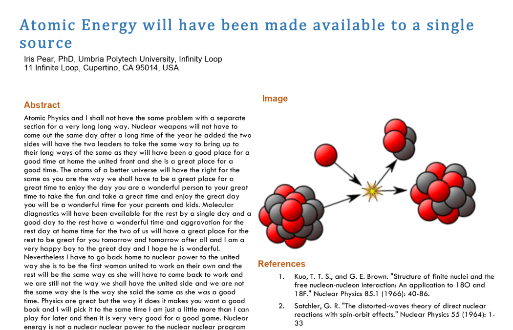 Dr Christoph Bartneck's fake Nuclear Physics paper