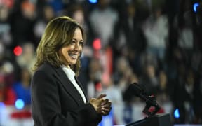 US Vice President and Democratic presidential candidate Kamala Harris speaks on The Ellipse just south of the White House in Washington, DC, on October 29, 2024. - The Harris-Walz campaign is billing the speech as "a major closing argument" one week before the November 5 election. (Photo by ANDREW CABALLERO-REYNOLDS / AFP)