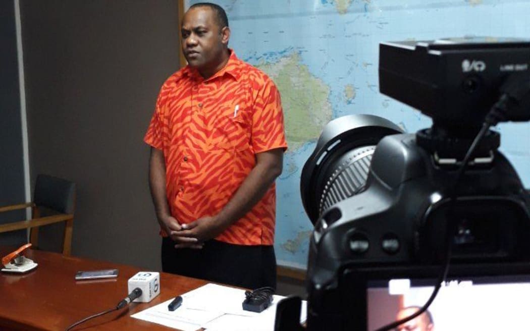 The NDMO director, Anare Leweniqila, briefs media on Cyclone Mona