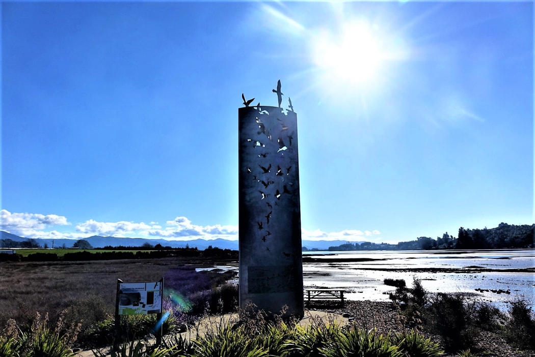 The climate change sculpture at Motueka estuary.