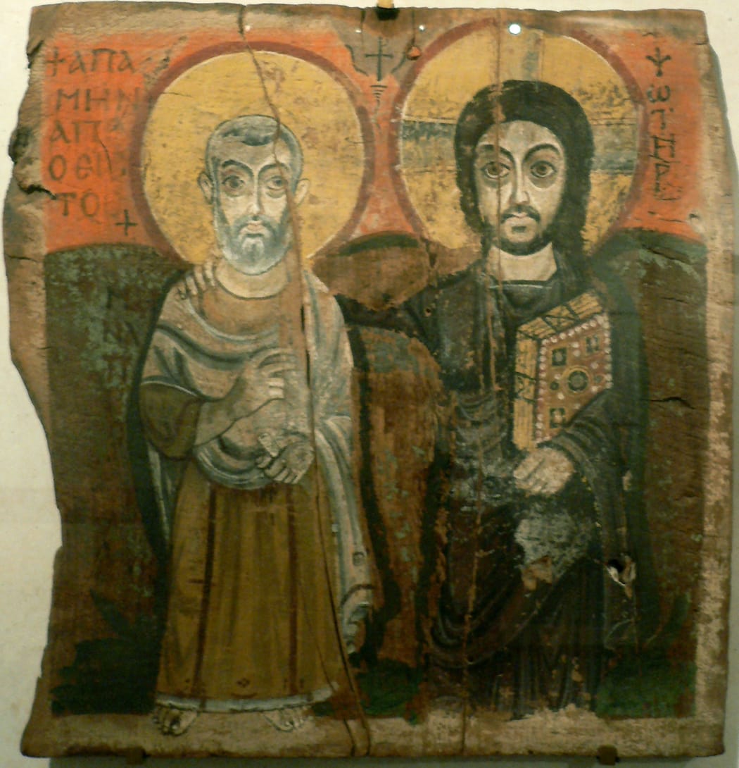 L'abbé Ména et le Christ - Anonymous Coptic icon