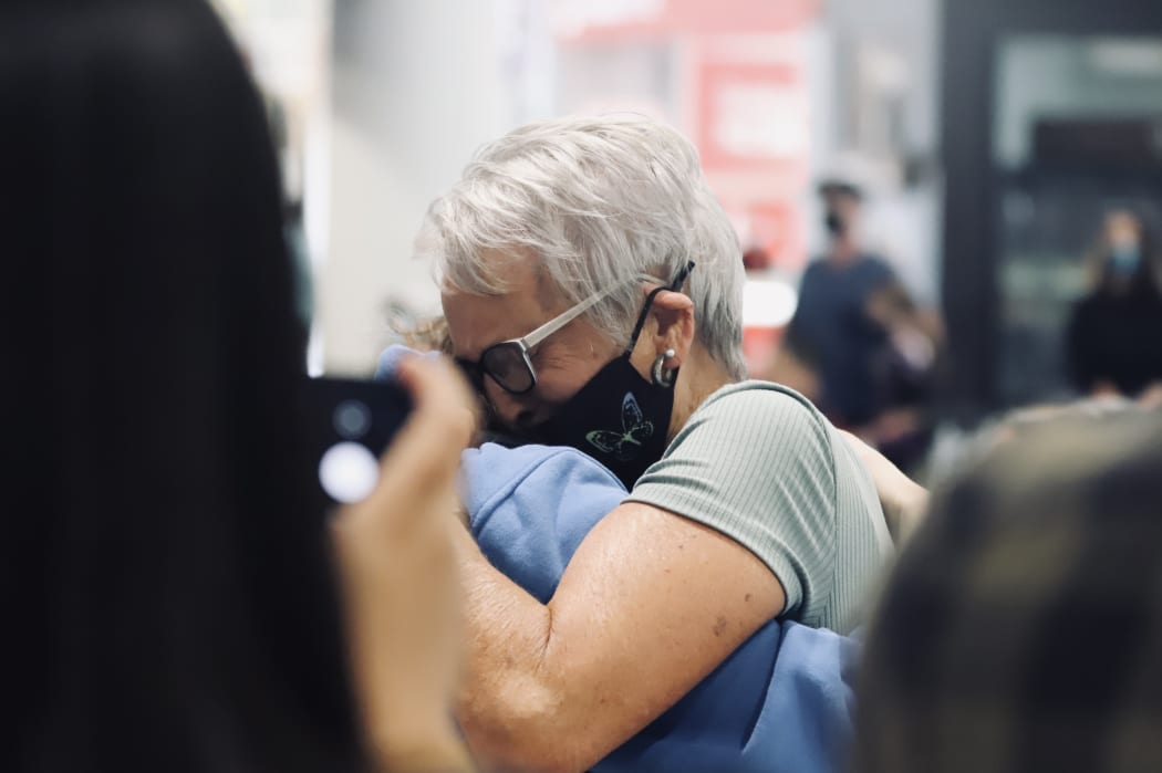 Emotional scenes at Auckland Airport after after the first fights from across the Tasman landed since the border reopening on 13 April 2022.