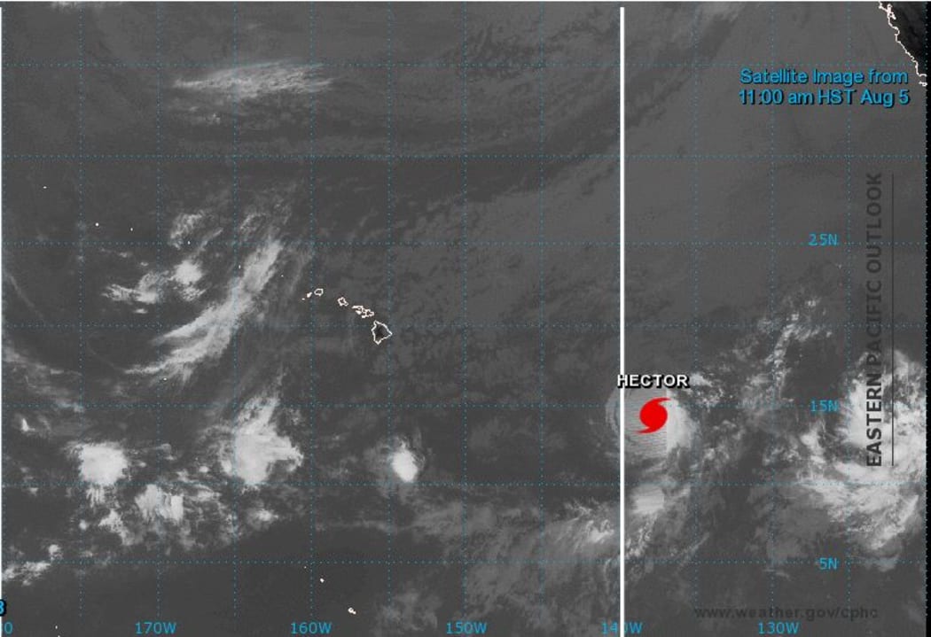 A satellite image, supplied by the US National Weather Service, shows Hurricane Hector, a category four, as it moves towards the south of Hawaii.