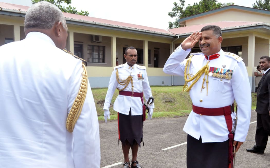 Mosese Tikoitoga salutes outgoing Frank Bainimarama