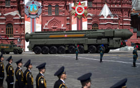 In this file photo a Russian army RS-24 Yars ballistic missile system moves through Red Square during a military parade, marking the 75th anniversary of the Soviet victory over Nazi Germany in World War Two, in Moscow on June 24, 2020.
