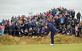 Shane Lowry on the 12th green at Royal Troon.