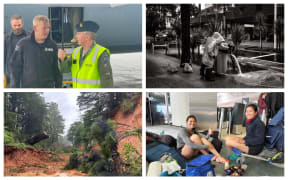 Flood wrap, PM in Auckland, and travellers Cathy Gao and Wendy Xiao from Sydney stranded at Auckland Airport