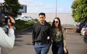 Corey Webster enters the North Shore Distric Court.