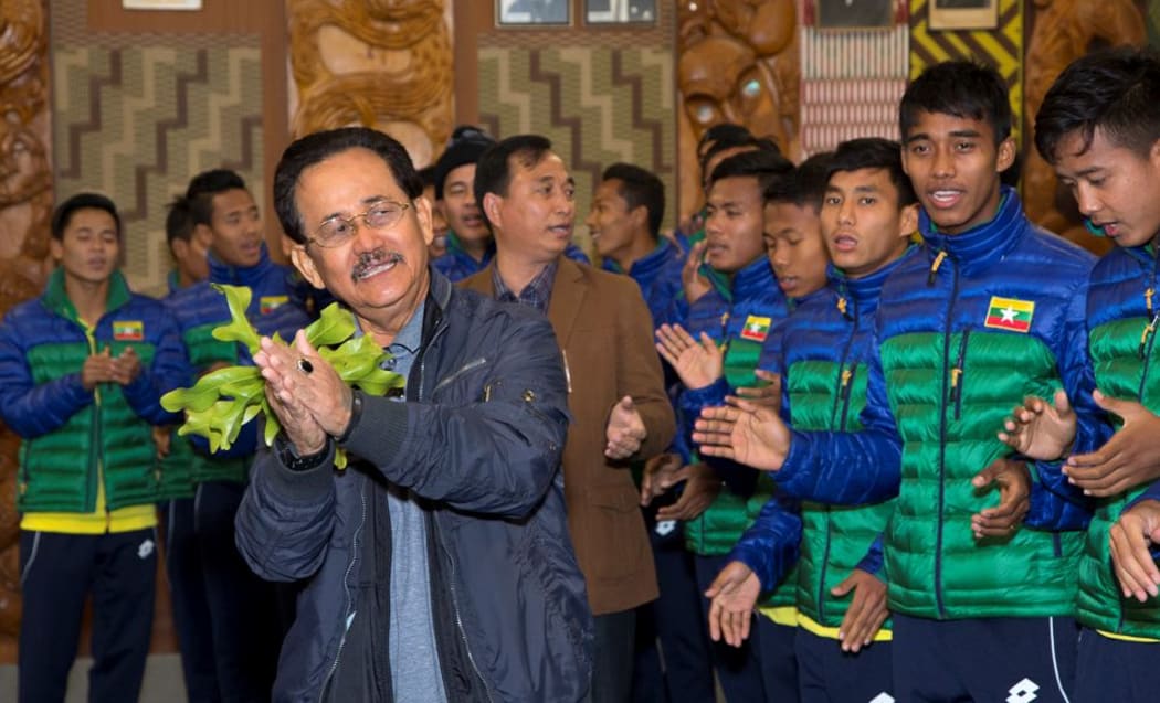 the Myanmar team  performs its greatest hit- in response to waiata of welcome