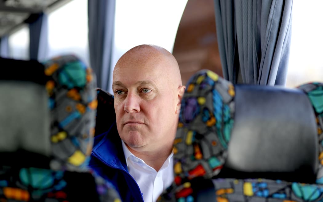 National Party leader Christopher Luxon campaigns on 11 October 2023.