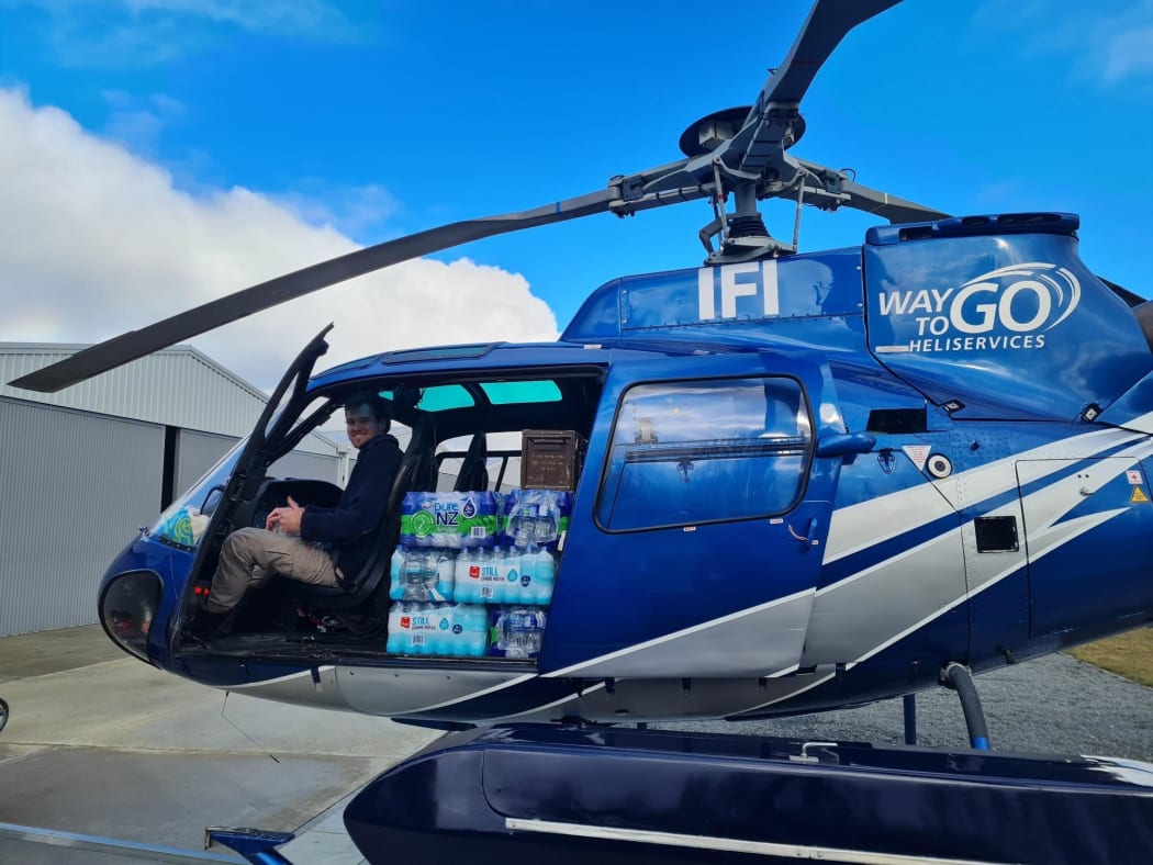 A helicopter used to deliver fresh water and prescription medicine to the residences in the Lees Valley after heavy rain.
