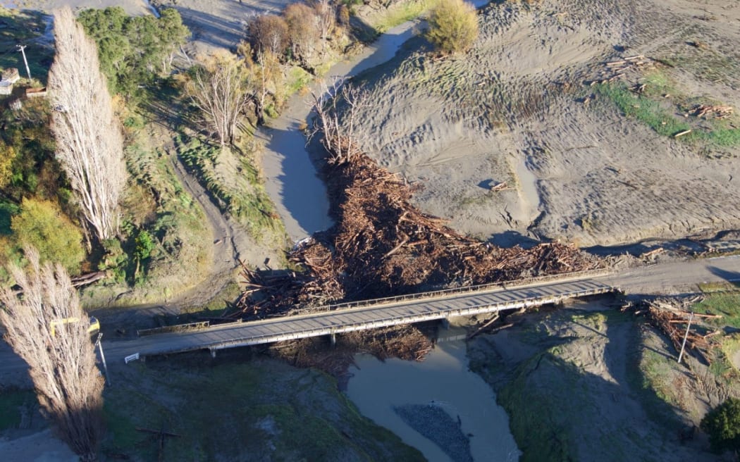 Forestry slash - Woody debris builds up at Wigan bridge on the East Coast