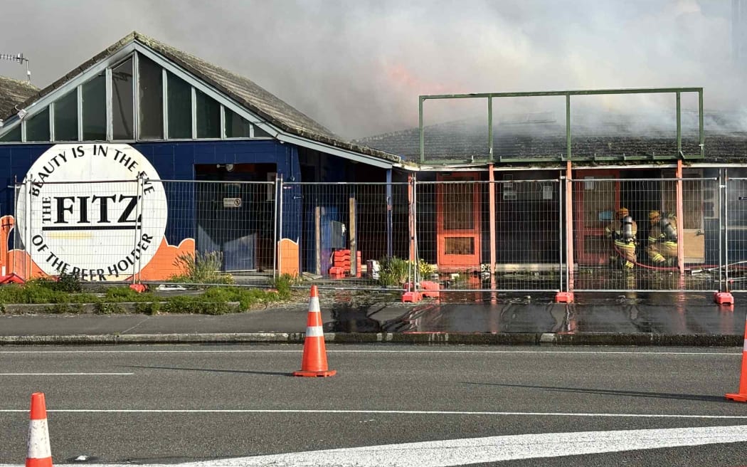 Fire broke out at long-closed student pub The Fitz, on Ferguson Street, in Palmerston North, on Thursday 30 October, 2025.
