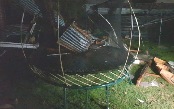Damage in St Heliers caused by strong winds during tonight's storm.