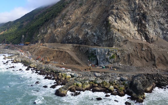 Progress is being made on clearing the slips, such as Ohau Point, that blocked State Highway 1..