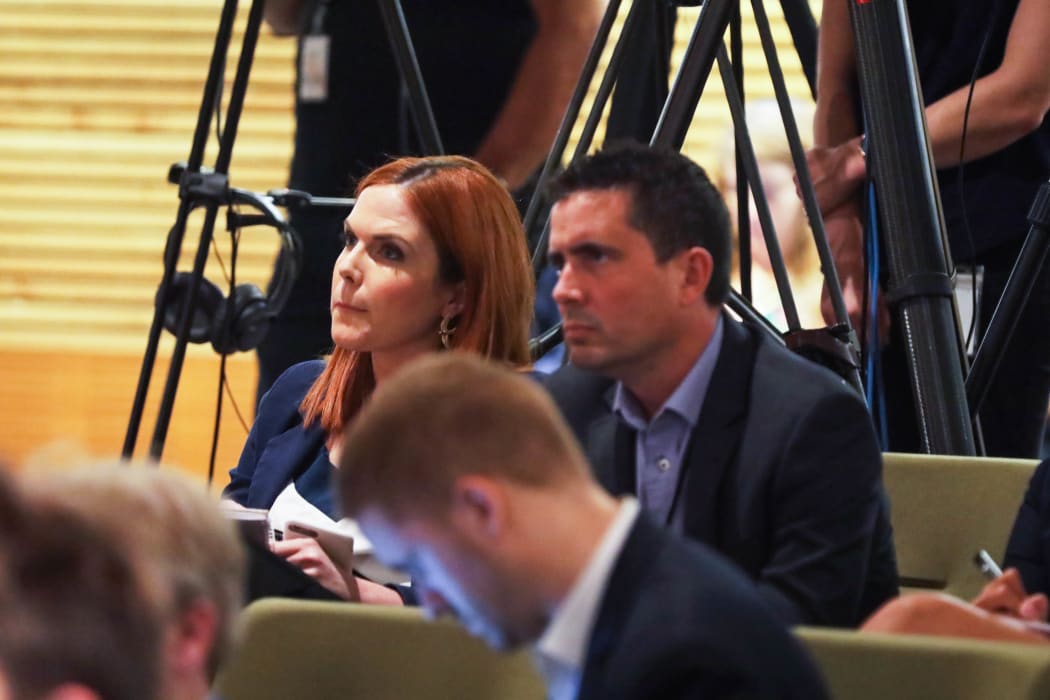 TVNZ's 1 News political editor Jessica Mutch McKay with colleague and political reporter Benedict Collins.