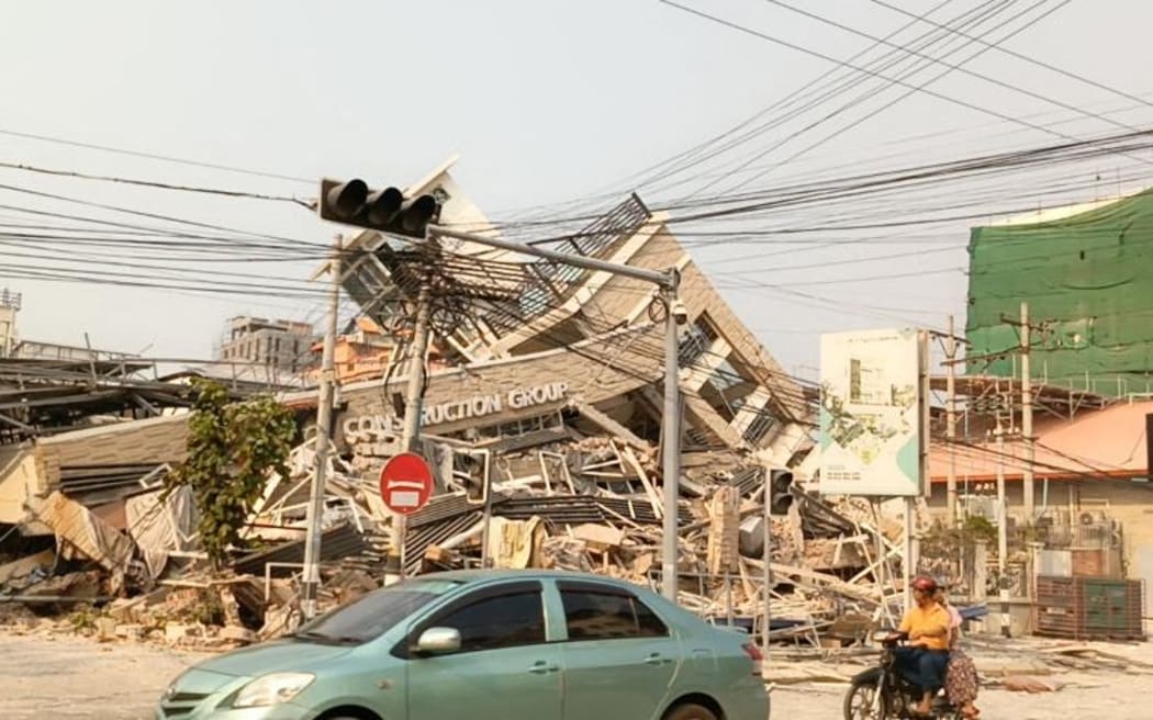 Damaged buildings in Mandalay, Myanmar, soon after a major earthquake that struck Myanmar on 28 March, 2025.