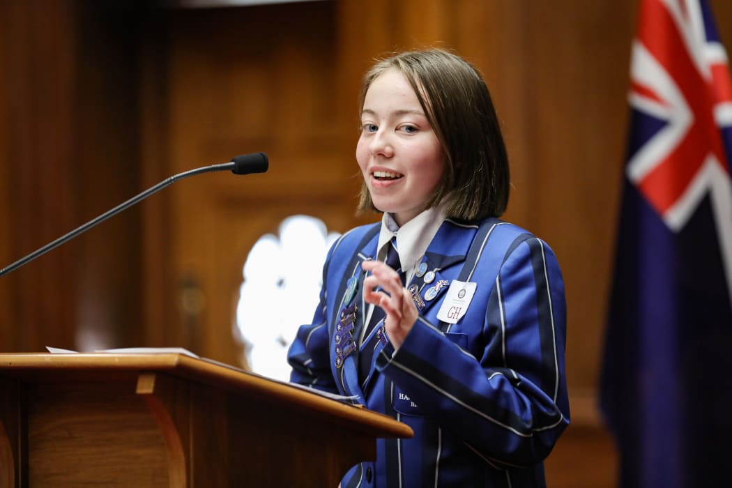Emilie Horsfall (Havelock North High School) sneaks in a clever point