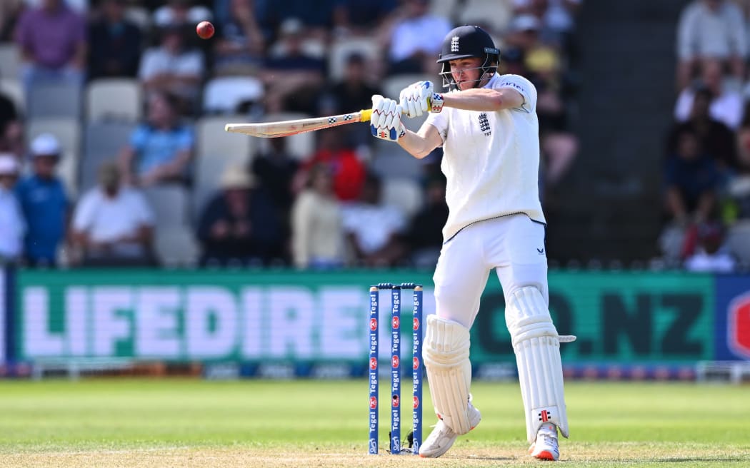 England's Harry Brook plays an innovative shot against the Black Caps at the Basin Reserve, Dec 7, 2024.