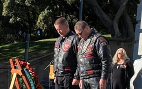 Rob Goulden (left) paying his respects at Pukeahu National War Memorial Park