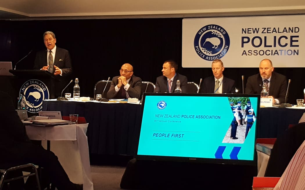 Winston Peters addresses the Police Association conference.