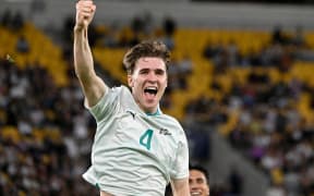 Tyler Bindon of New Zealand celebrates after scoring a goal during the FIFA World Cup Qualifier OFC - New Zealand All Whites v Fiji at Sky Stadium,
Wellington, New Zealand on Friday 21 March 2025
Copyright photo: Masanori Udagawa /  www.photosport.nz