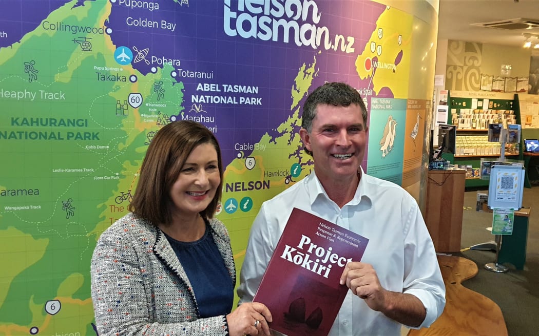 Nelson Mayor Rachel Reese and Tasman Mayor Tim King at the launch of Project Kokiri.