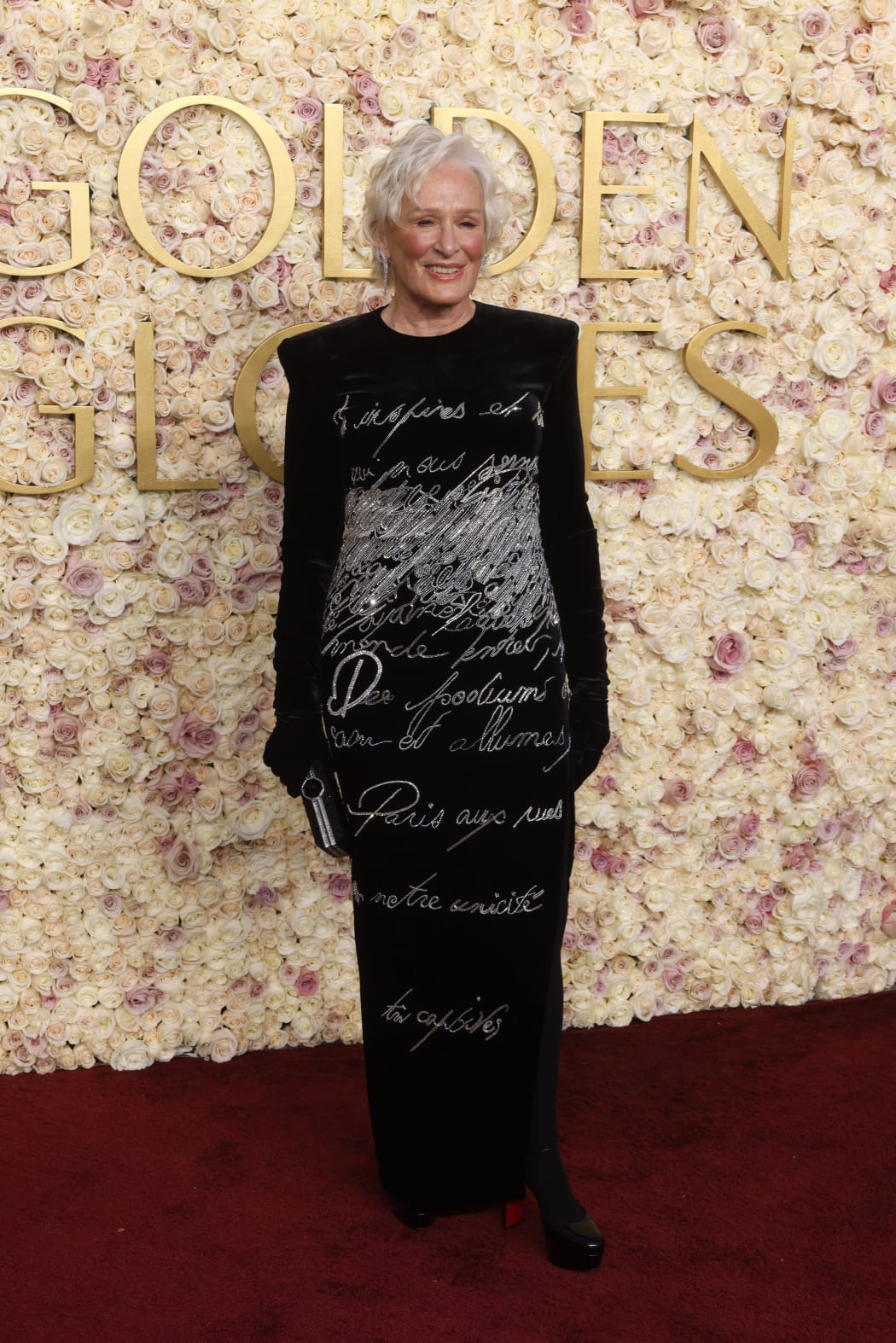 US actress Glenn Close arrives for the 82nd annual Golden Globe Awards at the Beverly Hilton hotel in Beverly Hills, California, on January 5, 2025.