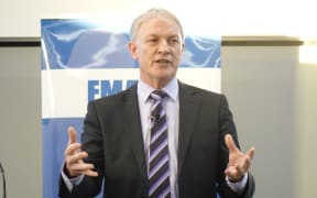 Auckland mayoral candidates Phil Goff, Mark Thomas and Vic Crone at their first debate, a business breakfast.