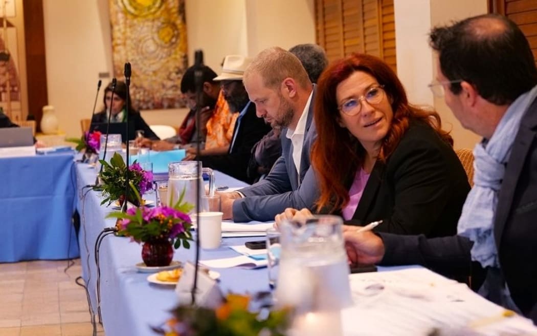 Pro-France leaders Sonia Backès, Nicolas Metzdorf at New Caledonia’s drafting committee launch.