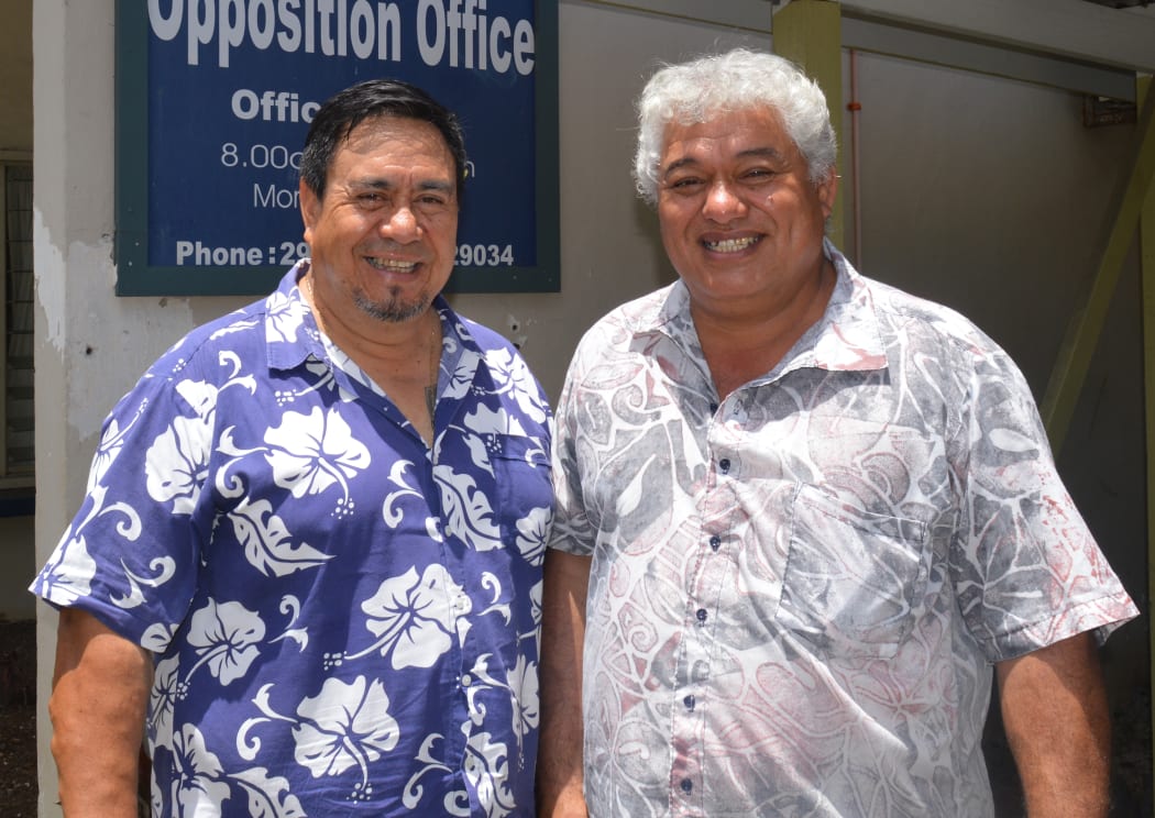 Democratic Party leader William 'Smiley' Heather with deputy leader Tama Tuavera (left)