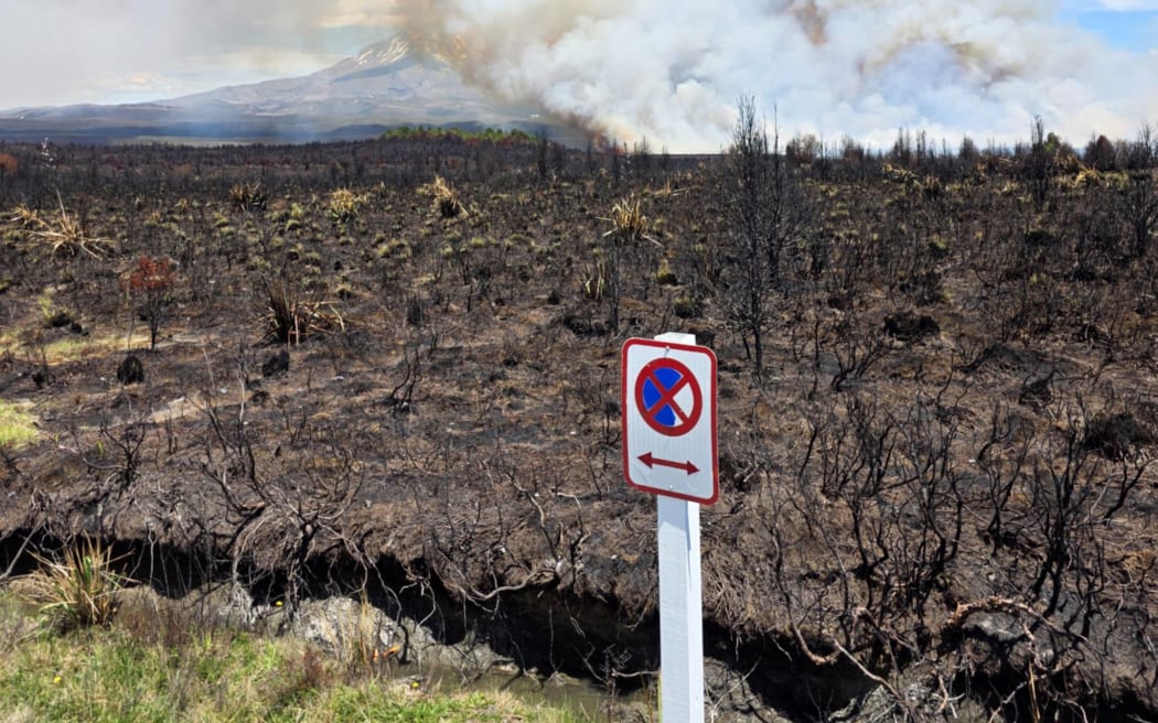 Firefighters are battling multiple blazes in Tongariro National Park on Monday.
