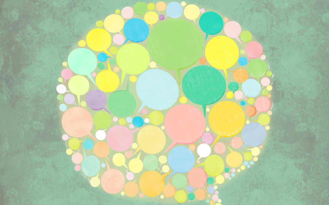 Illustration of chat bubbles against coloured background. (Photo by FANATIC STUDIO / SCIENCE PHOTO L / FST / Science Photo Library via AFP)